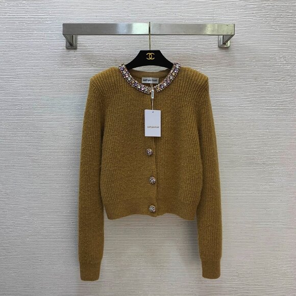 Self-Portrait Embellished Wool-Blend Cardigan - Picture 4 of 12